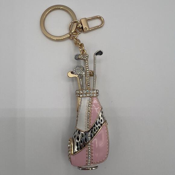 Piper K Golf Bag Keychain Pink Rhinestone Bag Charm Sports Gift For Her Gorgeous - Picture 3 of 6